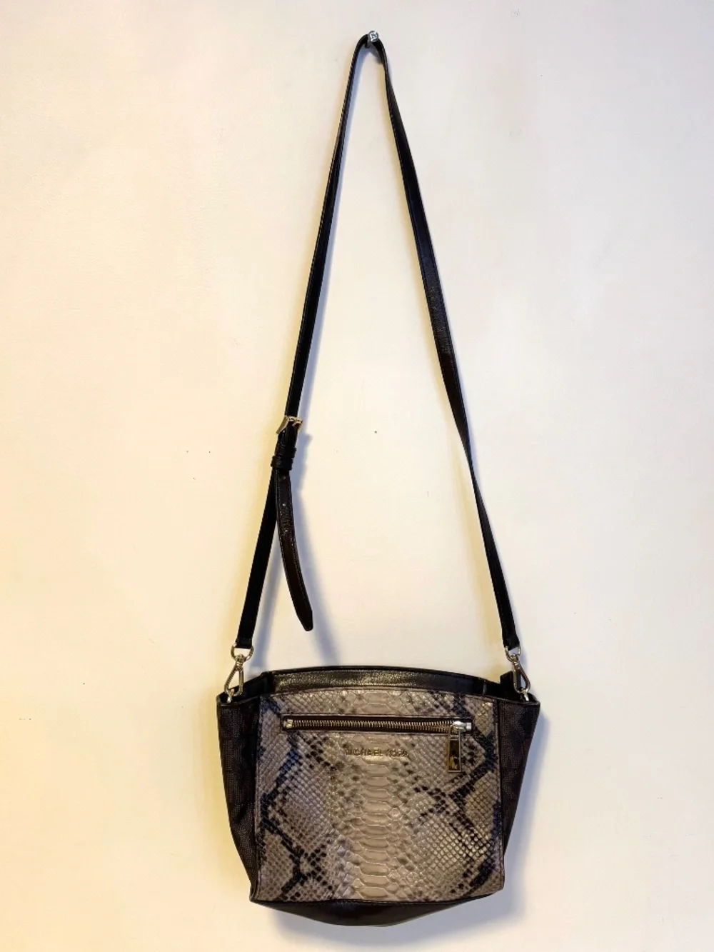 Michael Kors Sophie Leather Messenger Crossbody Bag Purse Python Snake Skin